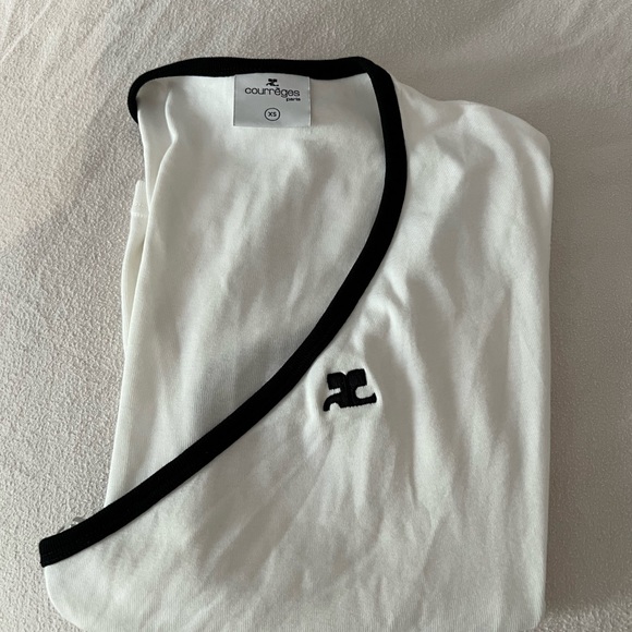 $300 Courreges Slash tee white cotton, XS - Picture 4 of 5